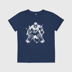 Футболка хлопковая детская Хоккейный вратарь граффити, цвет: тёмно-синий