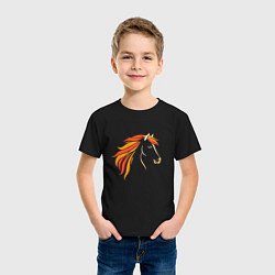 Футболка хлопковая детская Лошадь огненная, символ года, цвет: черный — фото 2