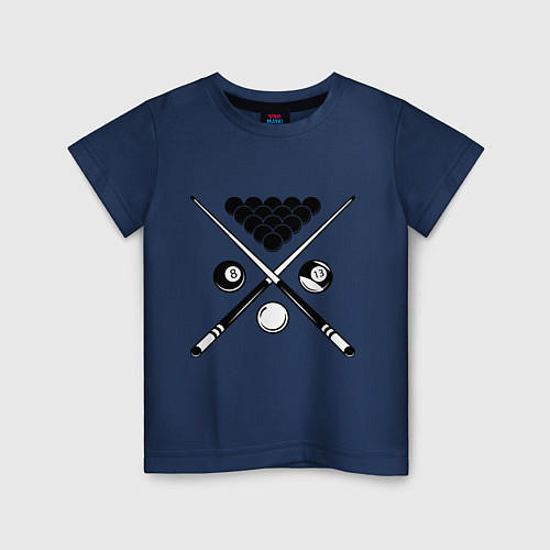 Детская футболка Бильярд (пул) / Тёмно-синий – фото 1