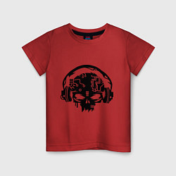 Футболка хлопковая детская Электро череп, цвет: красный