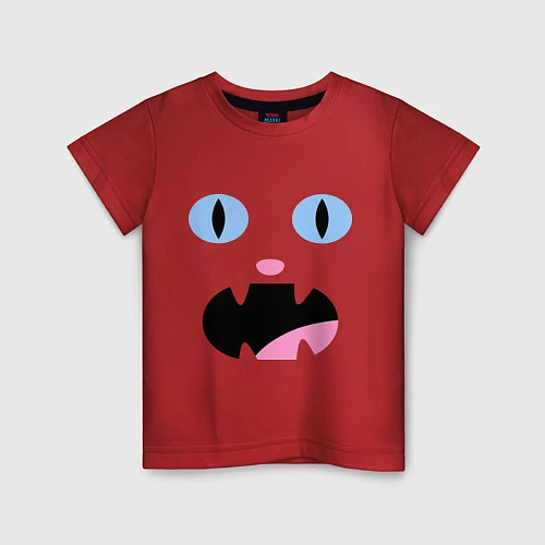 Детская футболка Мордочка кошки-злюки / Красный – фото 1