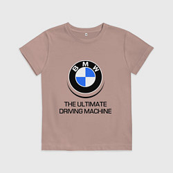 Футболка хлопковая детская BMW Driving Machine, цвет: пыльно-розовый