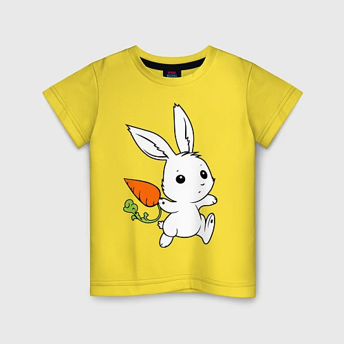 Детская футболка Зайка с морковкой / Желтый – фото 1