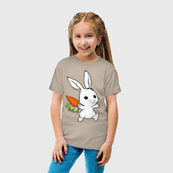 Футболка хлопковая детская Зайка с морковкой, цвет: миндальный — фото 2