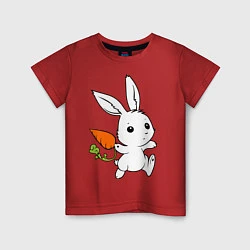 Футболка хлопковая детская Зайка с морковкой, цвет: красный