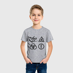 Футболка хлопковая детская Led Zeppelin: symbols, цвет: меланж — фото 2