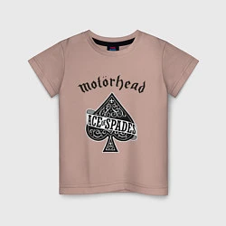 Футболка хлопковая детская Motorhead: Ace of spades, цвет: пыльно-розовый