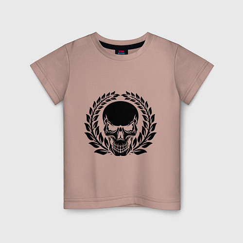 Детская футболка Череп и лавровые ветви / Пыльно-розовый – фото 1