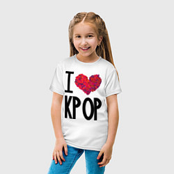 Футболка хлопковая детская I love kpop, цвет: белый — фото 2