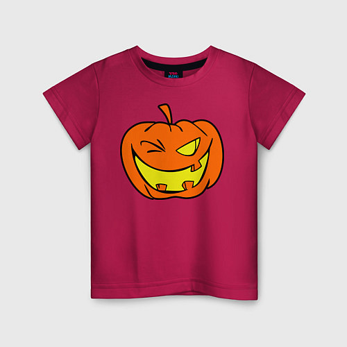 Детская футболка Подмигивающая тыква / Маджента – фото 1