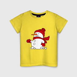 Футболка хлопковая детская Снеговик, цвет: желтый