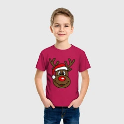 Футболка хлопковая детская Рождественский олень, цвет: маджента — фото 2