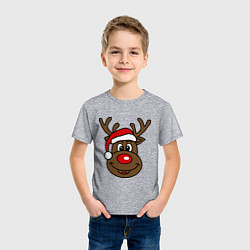 Футболка хлопковая детская Рождественский олень, цвет: меланж — фото 2