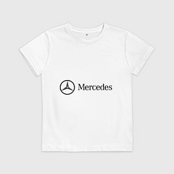 Футболка хлопковая детская Mercedes Logo, цвет: белый