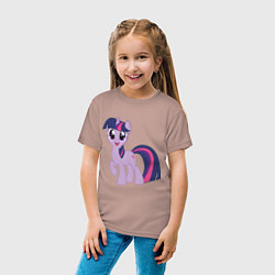 Футболка хлопковая детская Пони Сумеречная Искорка, цвет: пыльно-розовый — фото 2