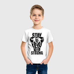 Футболка хлопковая детская Stay strong, цвет: белый — фото 2
