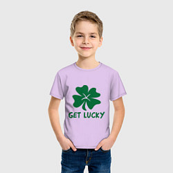 Футболка хлопковая детская Get lucky, цвет: лаванда — фото 2