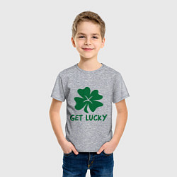 Футболка хлопковая детская Get lucky, цвет: меланж — фото 2