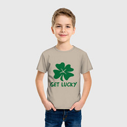 Футболка хлопковая детская Get lucky, цвет: миндальный — фото 2