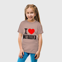 Футболка хлопковая детская I love Metallica, цвет: пыльно-розовый — фото 2