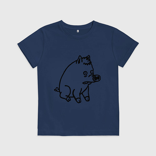 Детская футболка Pig / Тёмно-синий – фото 1