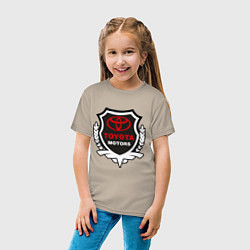 Футболка хлопковая детская Тойота моторс герб, цвет: миндальный — фото 2