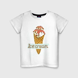 Футболка хлопковая детская Ice cream, цвет: белый