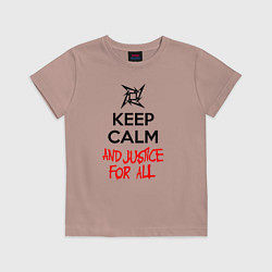 Футболка хлопковая детская Keep Calm & Justice For All, цвет: пыльно-розовый