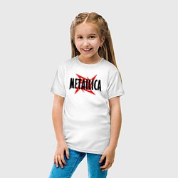 Футболка хлопковая детская Metallica logo, цвет: белый — фото 2