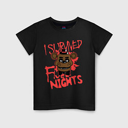 Футболка хлопковая детская I Survived Five Night, цвет: черный