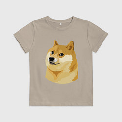 Футболка хлопковая детская Doge, цвет: миндальный