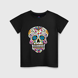 Футболка хлопковая детская Skull decorated, цвет: черный