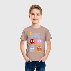 Футболка хлопковая детская Pac-Man: Usual Suspects, цвет: пыльно-розовый — фото 2