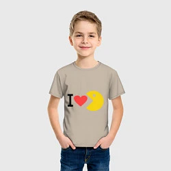 Футболка хлопковая детская I love Packman, цвет: миндальный — фото 2