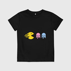 Футболка хлопковая детская Pac-Man: Fast Eat, цвет: черный