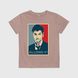 Футболка хлопковая детская Allons-y Poster, цвет: пыльно-розовый