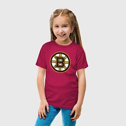 Футболка хлопковая детская Boston Bruins, цвет: маджента — фото 2