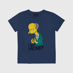 Футболка хлопковая детская Mr. Burns: I get money, цвет: тёмно-синий