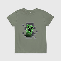 Футболка хлопковая детская Creeper Inside, цвет: авокадо