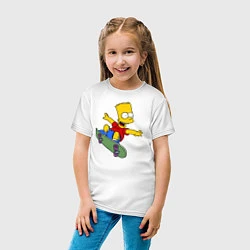 Футболка хлопковая детская Барт на скейте, цвет: белый — фото 2