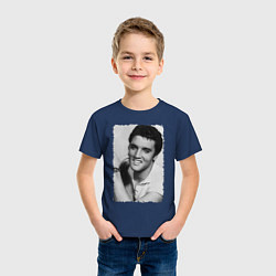 Футболка хлопковая детская Улыбка Элвиса, цвет: тёмно-синий — фото 2