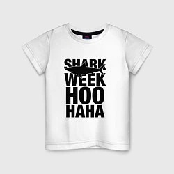 Футболка хлопковая детская Shark Week Hoohaha, цвет: белый