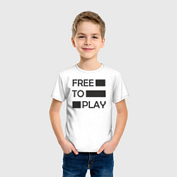 Футболка хлопковая детская Free to play, цвет: белый — фото 2