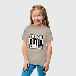 Футболка хлопковая детская Straight Outta Sakhalin, цвет: миндальный — фото 2