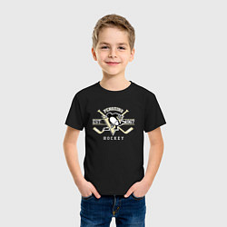 Футболка хлопковая детская Pittsburgh Penguins: Est.1967, цвет: черный — фото 2