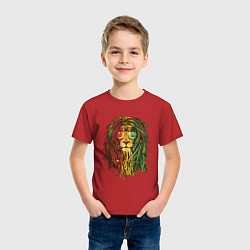 Футболка хлопковая детская Rasta Lion цвета красный — фото 2