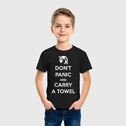 Футболка хлопковая детская Dont panic & Carry a Towel, цвет: черный — фото 2