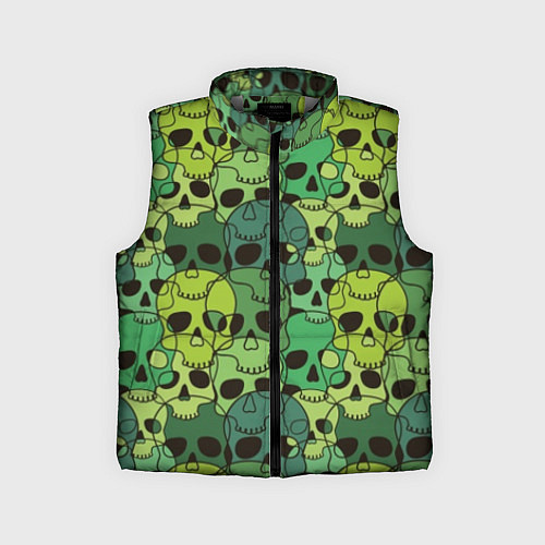 Детский жилет Зеленые черепа - паттерн / 3D-Светло-серый – фото 1