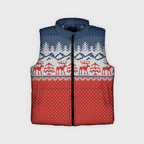 Детский жилет ВЯЗАНЫЙ УЗОР С ОЛЕНЯМИ / 3D-Светло-серый – фото 1