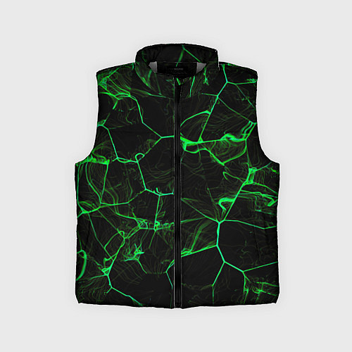 Детский жилет Абстракция - Черно-зеленый фон - дым / 3D-Светло-серый – фото 1
